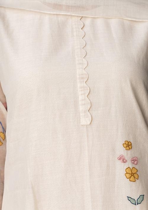 Porcelain and Sage Applique Kurta Set