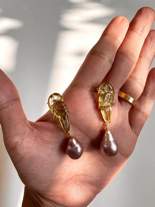 Quartz Birds & Oyster Pearl Drops