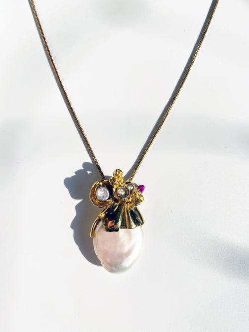 Baroque Pearl & Barnacle Pendant