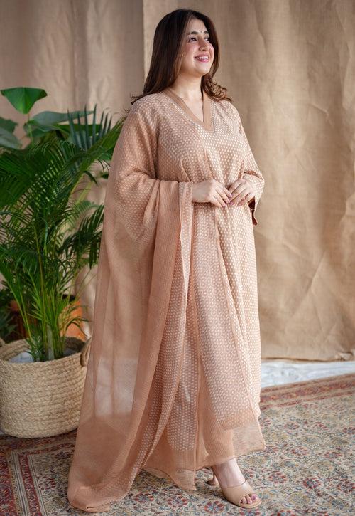 Zesha Dabu Slub Cotton Embroidered Kurta