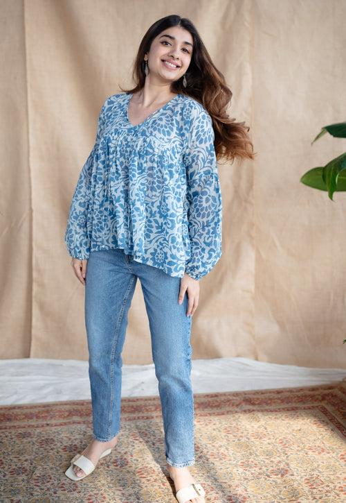 Shilpi Batik Natural Dyed MulMul Cotton Top