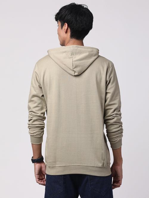 ADRO Men's Cotton Solid Beige Hoodie