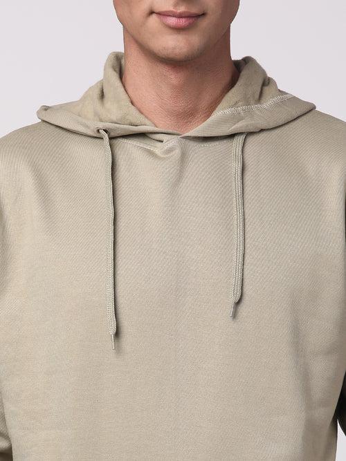 ADRO Men's Cotton Solid Beige Hoodie