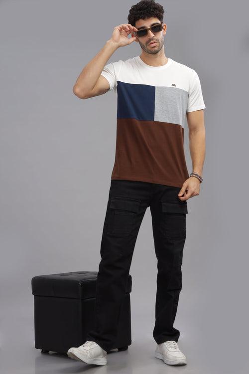 Adro Mens Colourblocked Cotton T-Shirt