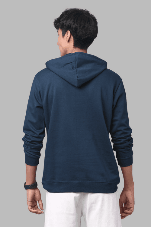 ADRO Men's Cotton Solid Teal Hoodie