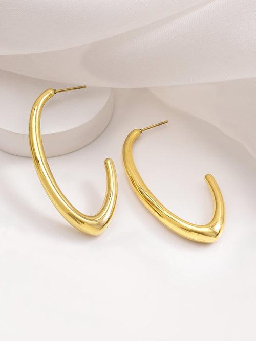 18KT Gold Plated Stainles Steel  Tarnish Free Waterproof Demi-Fine Hoop  Earrings RV30EH404882