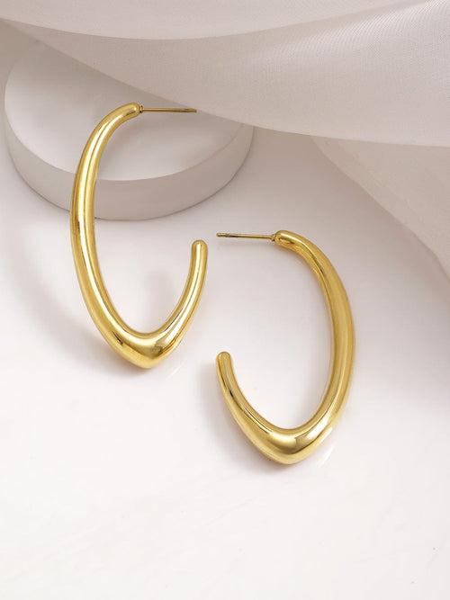 18KT Gold Plated Stainles Steel  Tarnish Free Waterproof Demi-Fine Hoop  Earrings RV30EH404882