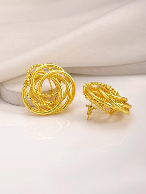 22KT Gold Plated Wired  Floral Studs Earrings