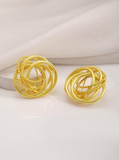 22KT Gold Plated Wired  Floral Studs Earrings