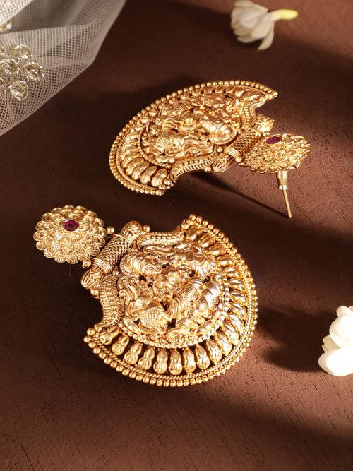 Rubans Eternal Grace 22k Gold-Plated Temple Chandbali Earrings