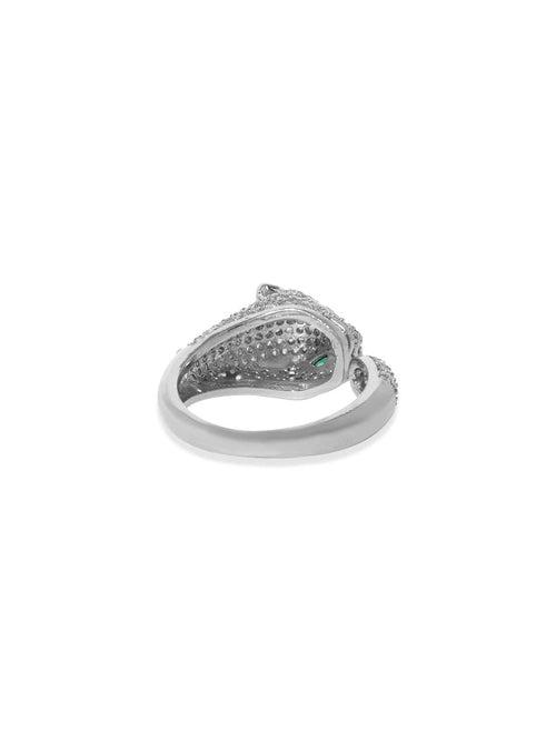 Rubans Voguish Rhodium plated Zirconia studded Zirconia Studded contemporary Panther Ring