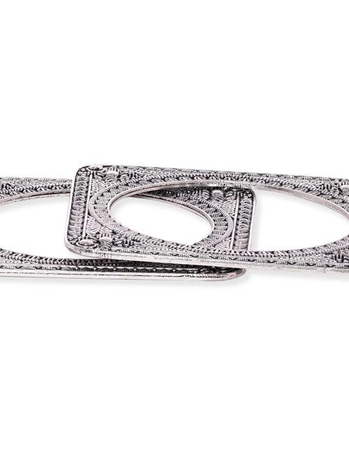 Rubans Set of 2 Square-Shaped Oxidized Silver-Plated Bangles