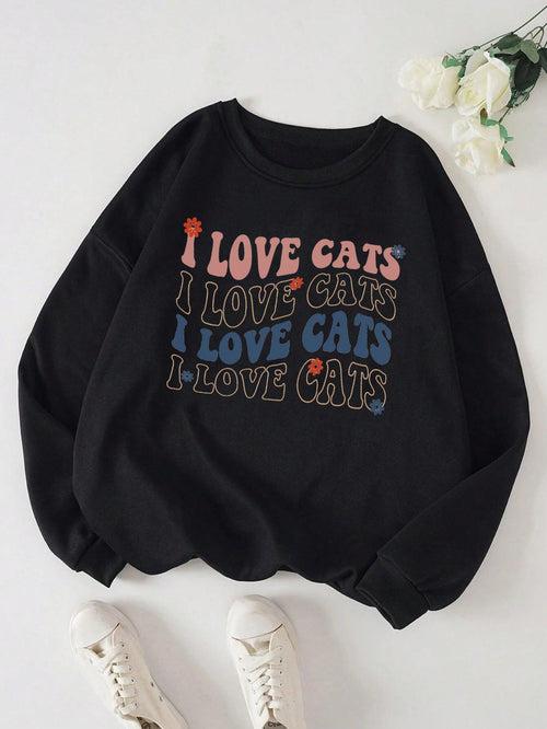 Pawsitively Adorable: Cat Lovers' Printed Unisex Sweatshirt – Cozy Up in Feline Fashion!