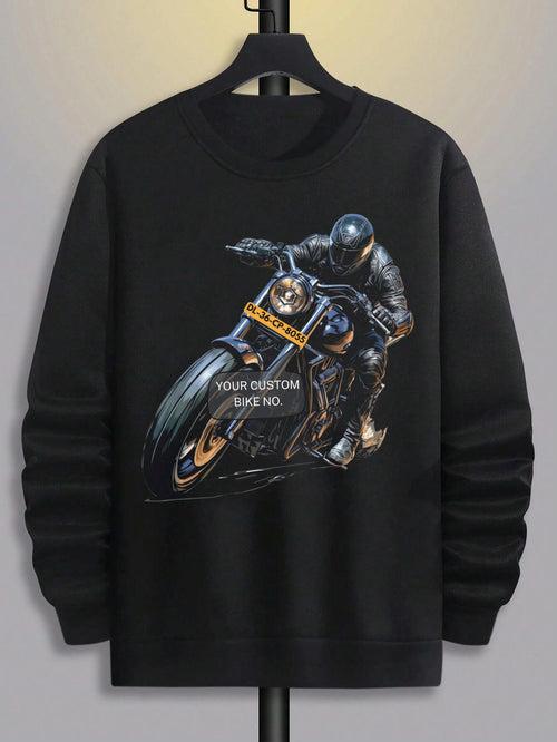 Rider's Pride: High-Quality Biker Unisex Sweatshirts with Custom Number Plate