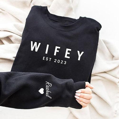 Forever Yours: Personalized Sweatshirt with Wife's EST Year and Hubby's Name Print