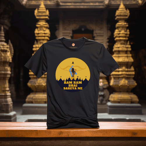 Divine Elegance: Ram Ram Sariye ne T-Shirt