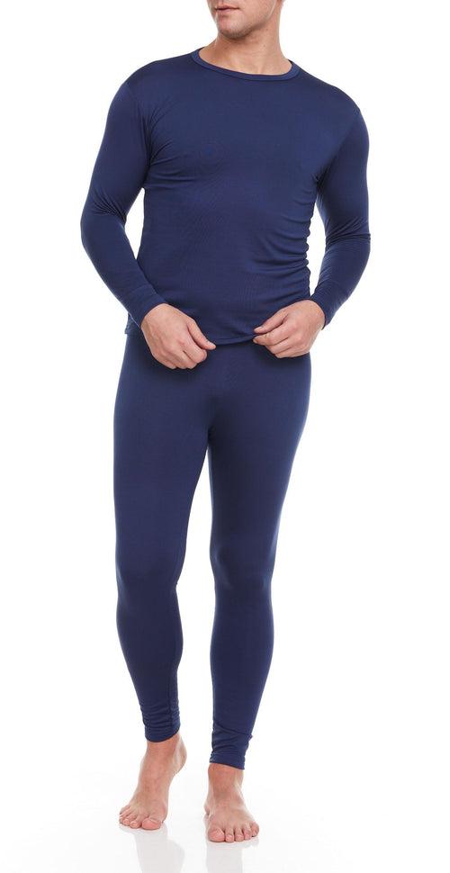 Double the Warmth: Men's 2 Combo Thermal Sets for Ultimate Comfort - (Black,Navy)