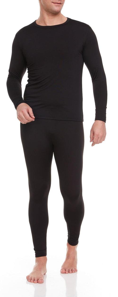 Double the Warmth: Men's 2 Combo Thermal Sets for Ultimate Comfort - (Black,Navy)