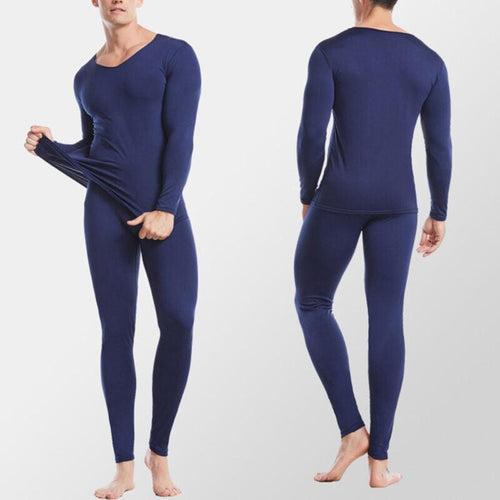 Double the Warmth: Men's 2 Combo Thermal Sets for Ultimate Comfort - (Black,Navy)