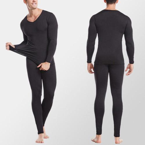 Double the Warmth: Men's 2 Combo Thermal Sets for Ultimate Comfort - (Black,Navy)