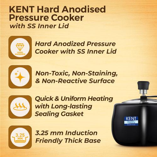 KENT Hard Anodized Pressure Cooker SS Inner Lid 3 Ltr