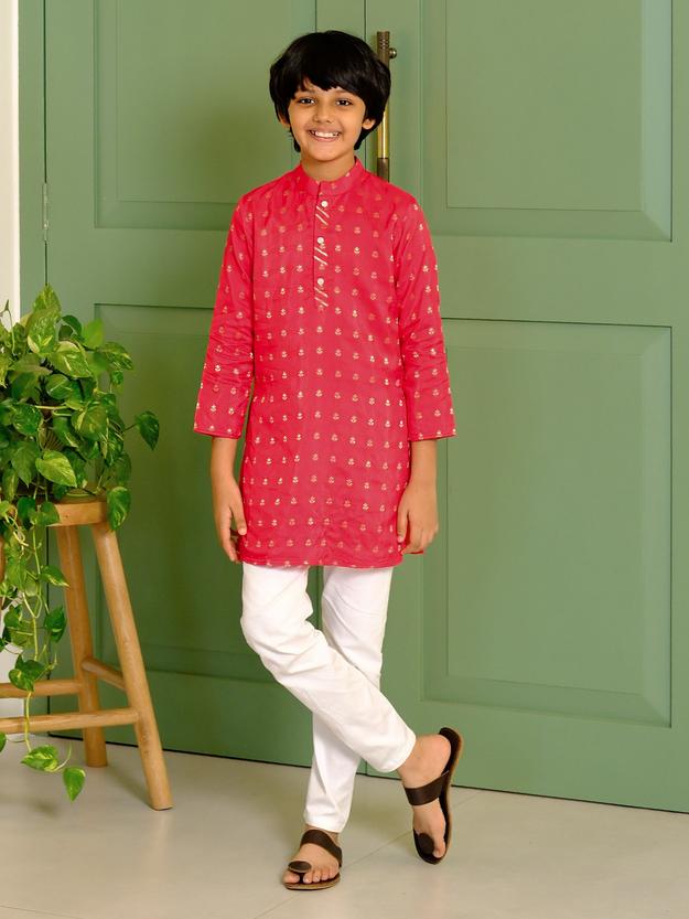 Red Silk Kurta Pyjama Set