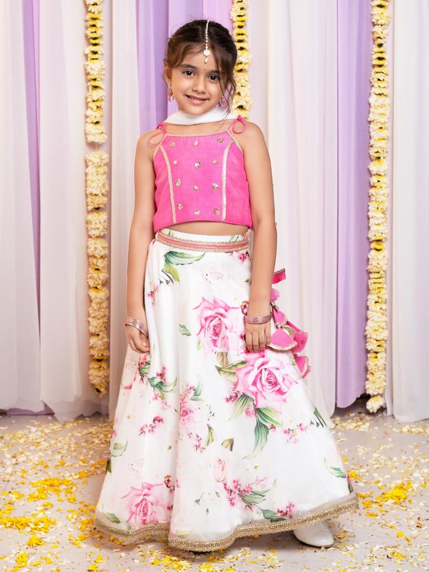 Pink Organza Lehenga Set