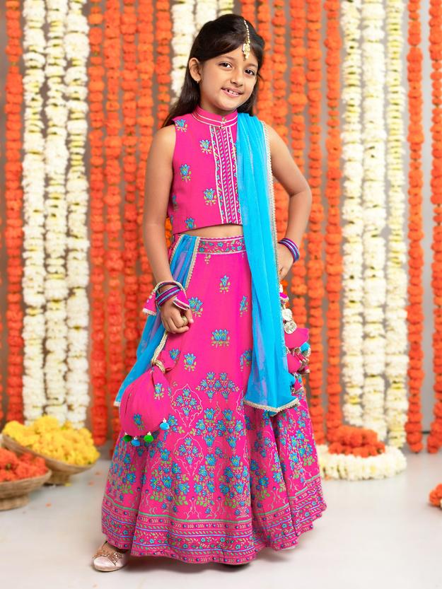 Printed Pink Lehenga Set