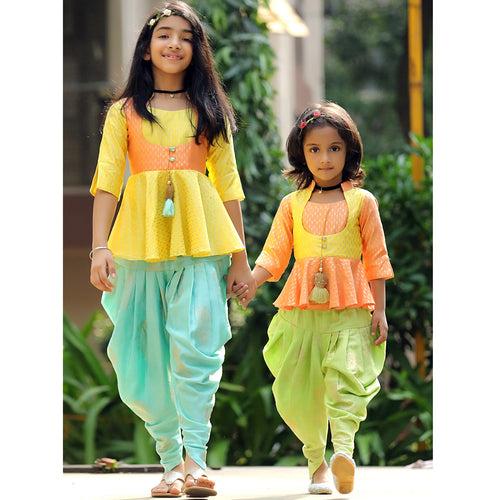 Sunny Glow Peplum Top Dhoti Set