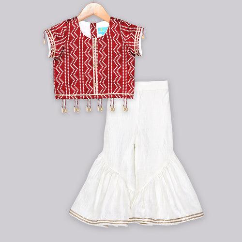 Maroon Bandhej Sharara Set