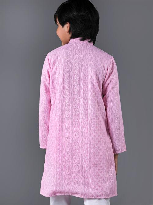 Pink Lucknowi Kurta Set