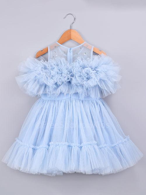 Frosted Blue Dress With Hair Clip