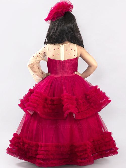 Crushed Berry Gown With Hair Clip