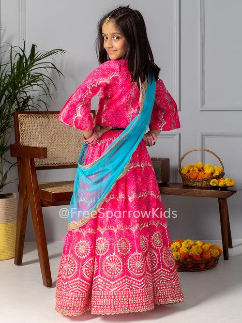 Magenta Bandhani Lehenga Set