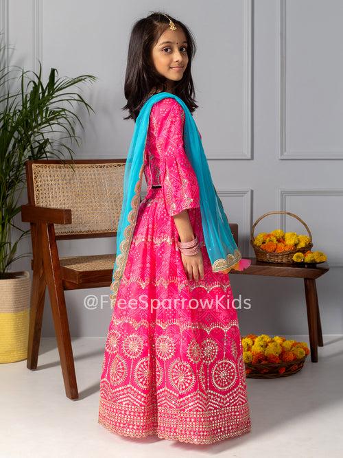 Magenta Bandhani Lehenga Set