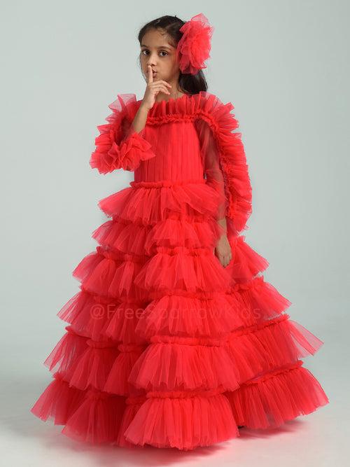 Red Fiesta Gown With Hair Clip