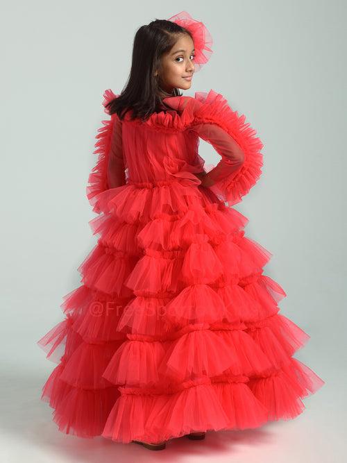 Red Fiesta Gown With Hair Clip