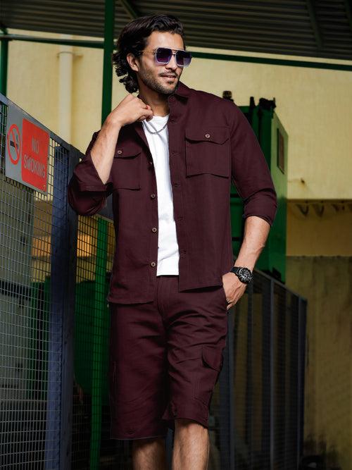 Zayn - Linen Short Jacket - Maroon