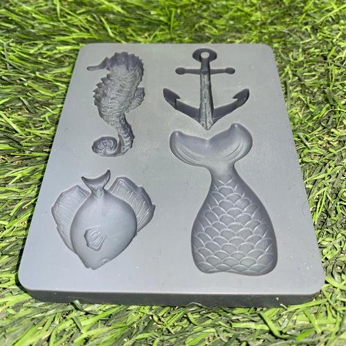 Silicone Mermaid Tail Sea Fish Sea Horse Anchor Theme Mould - Premium Quality