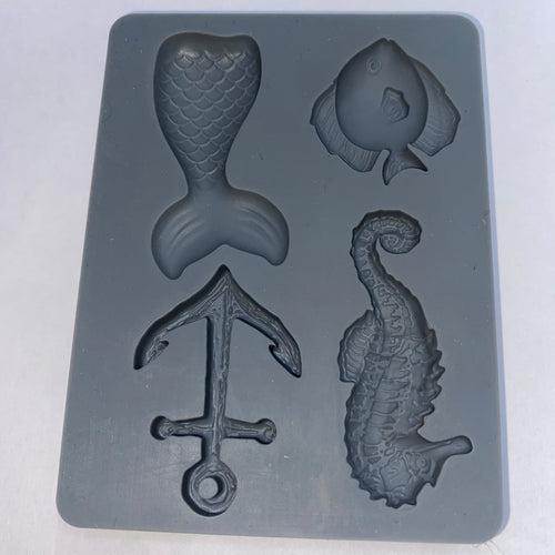 Silicone Mermaid Tail Sea Fish Sea Horse Anchor Theme Mould - Premium Quality