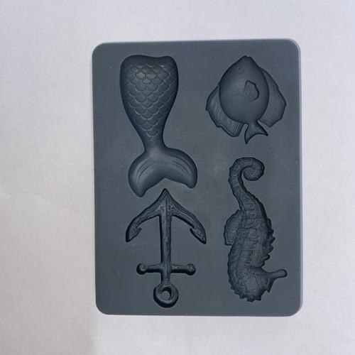 Silicone Mermaid Tail Sea Fish Sea Horse Anchor Theme Mould - Premium Quality