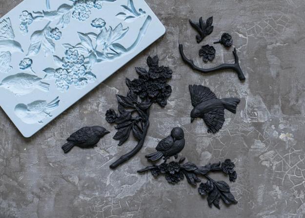 Silicone Bird & Blossom Branches Mold - Premium Quality