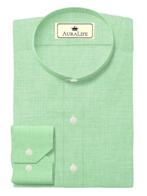 Custom Tailored Designer Shirt Made to Order from Cotton Blend Light Green - CUS - 10192