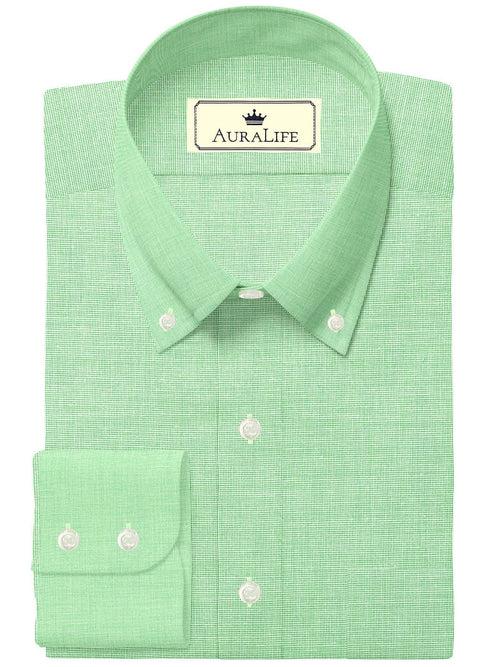 Custom Tailored Designer Shirt Made to Order from Cotton Blend Light Green - CUS - 10192