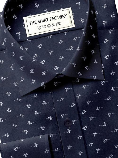 Men's Premium Cotton Printed Shirt - Light Navy (1145)