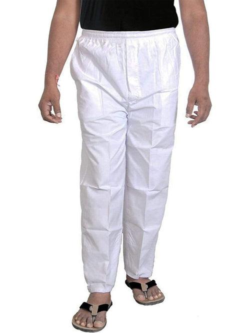 Men's Regular Cotton Blend Plain Pyjamas - White (PJMA01) Pack of 2