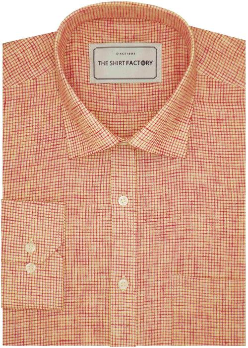 Men's Cotton Blend Micro Check Shirt - Orange (0783)