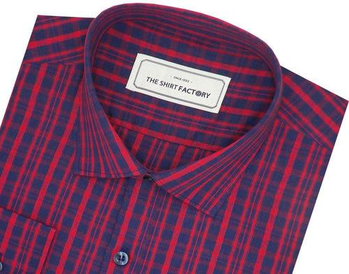 Men's Cotton Check Shirt - Red (0895)
