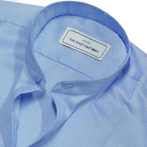 Cotton Plain Dobby Shirt with Mandarin Chinese Collar for Men Blue (0788-MAN)