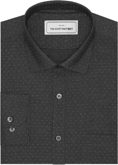 Men's 100% Cotton Dobby Shirt (Best for Suits) - Deep Grey (0602)